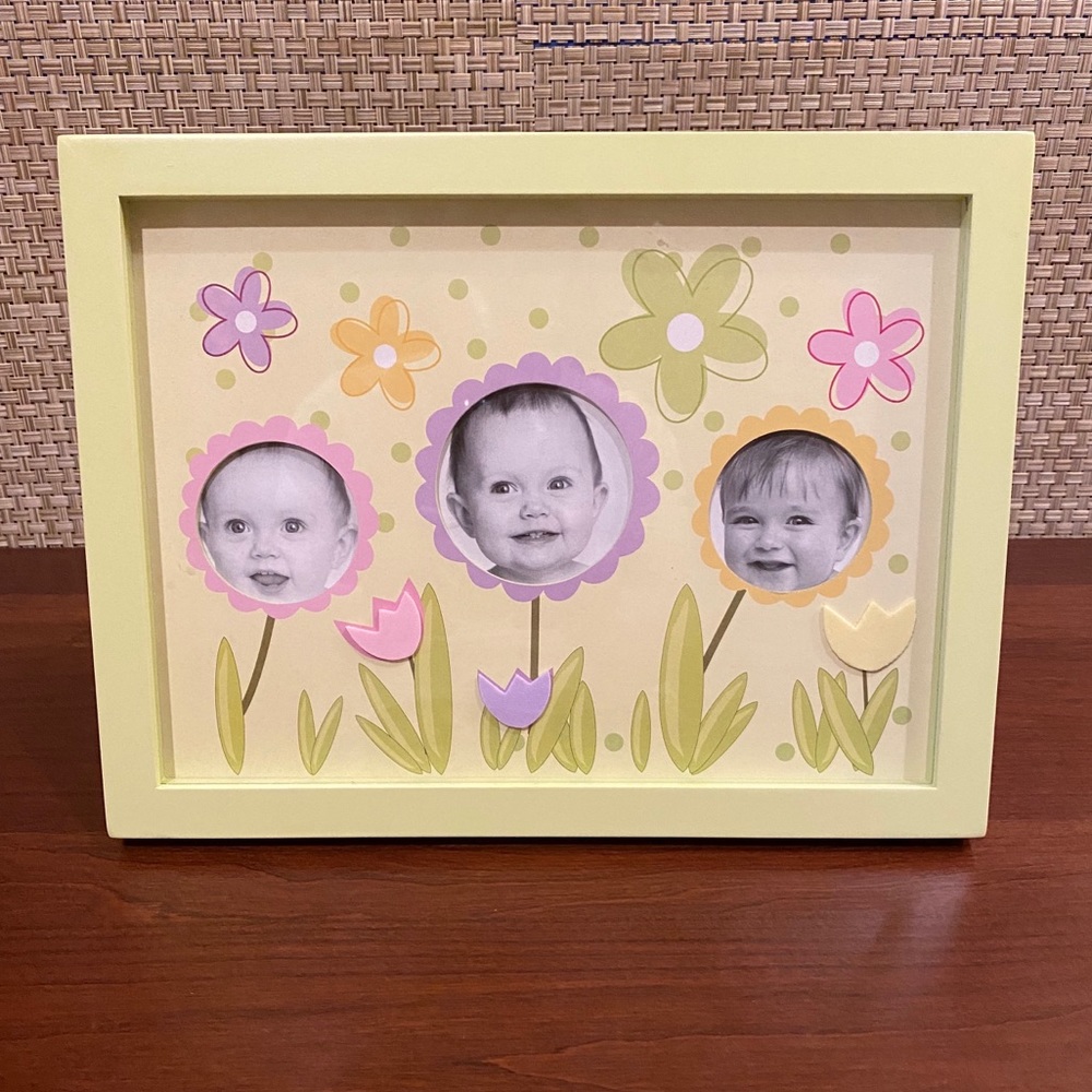 NIB Picture Lime Green Floral Kids Frame - Picture 1 of 5